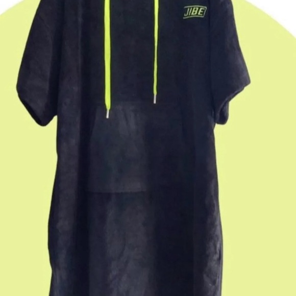 Jibe Surf Watersport Dive Beach Towel Poncho Hood Oversize One Size Unisex Black - Picture 2 of 3